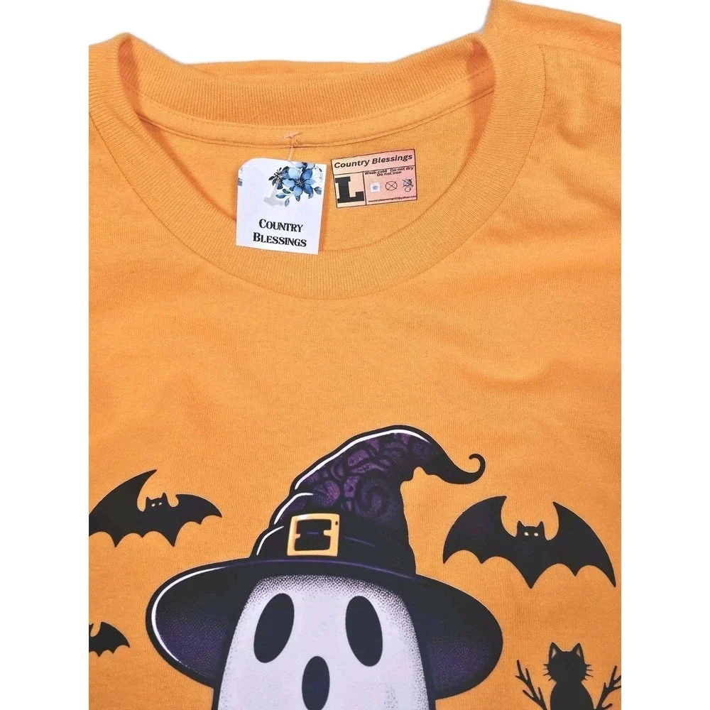 Cute Halloween Ghost With Pumpkins Fall Seasonal Shirt Small Gift Get Together